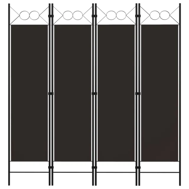 Cloison de séparation 4 panneaux Marron 160 x 180 cm
