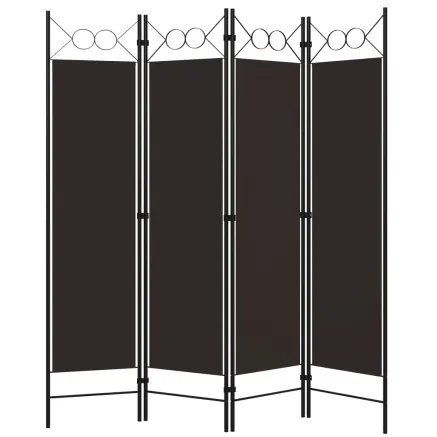 Cloison de séparation 4 panneaux Marron 160 x 180 cm 2