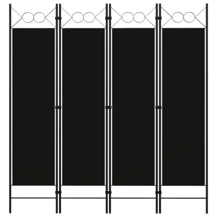 Cloison de séparation 4 panneaux Noir 160 x 180 cm