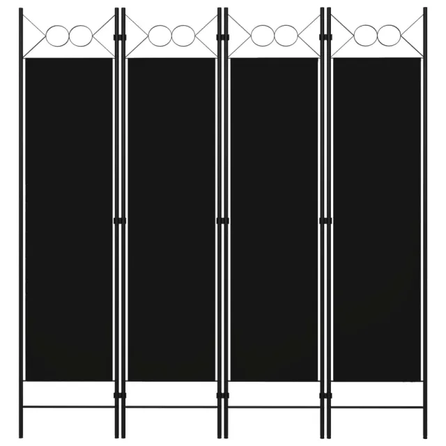Cloison de séparation 4 panneaux Noir 160 x 180 cm