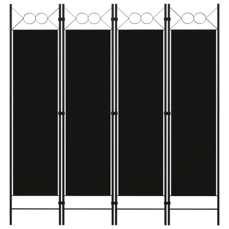 Cloison de séparation 4 panneaux Noir 160 x 180 cm