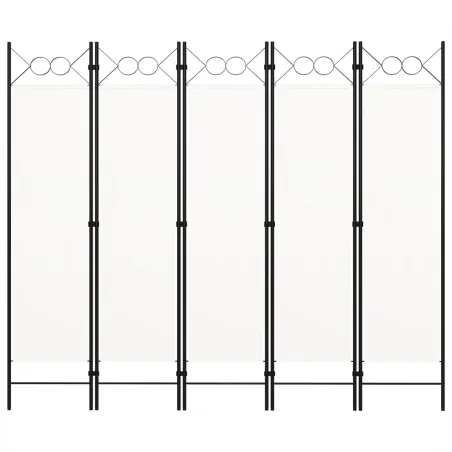 Cloison de séparation 5 panneaux Blanc 200x180 cm