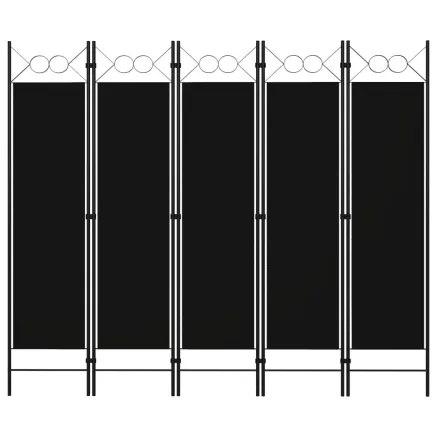 Cloison de séparation 5 panneaux Noir 200x180 cm