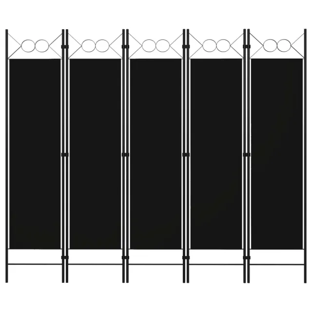 Cloison de séparation 5 panneaux Noir 200x180 cm