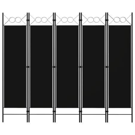 Cloison de séparation 5 panneaux Noir 200x180 cm