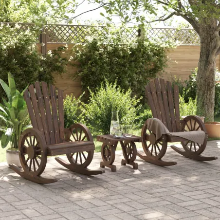 Salon de jardin 3 pcs bois de sapin massif