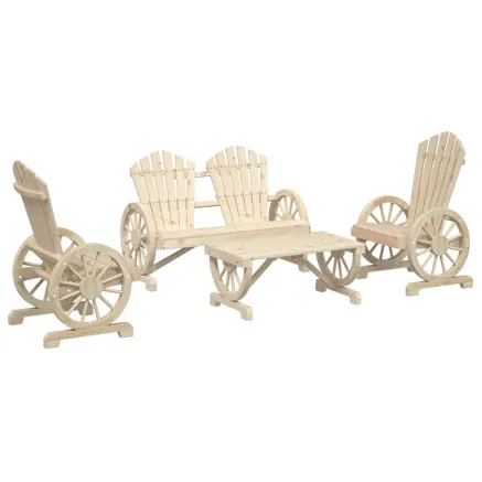 Salon de jardin 4 pcs bois de sapin massif 2