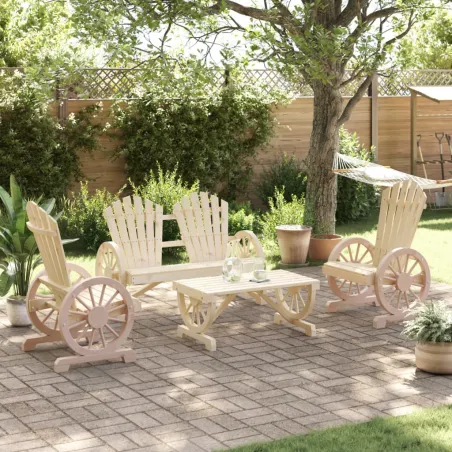 Salon de jardin 4 pcs bois de sapin massif