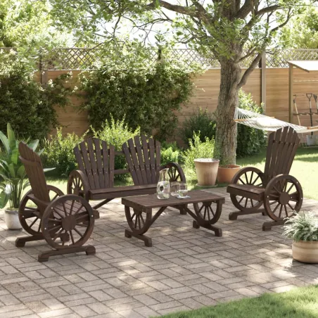 Salon de jardin 4 pcs bois de sapin massif