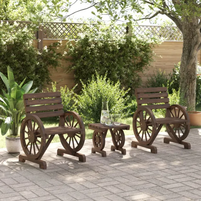 Salon de jardin 3 pcs bois de sapin massif