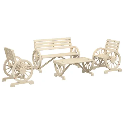 Salon de jardin 4 pcs bois de sapin massif 2