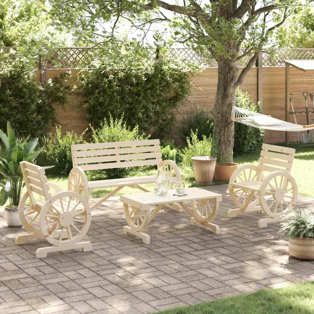 Salon de jardin 4 pcs bois de sapin massif
