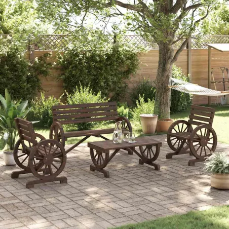 Salon de jardin 4 pcs bois de sapin massif