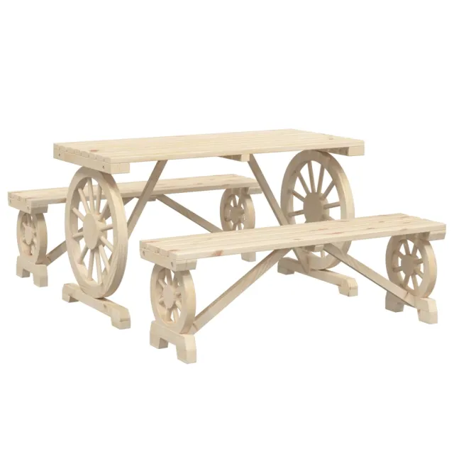 Ensemble à manger de jardin 3 pcs bois de sapin massif