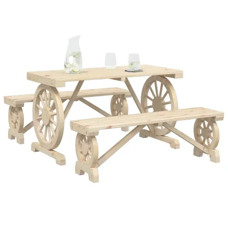 Ensemble à manger de jardin 3 pcs bois de sapin massif