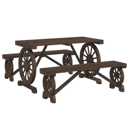 Ensemble à manger de jardin 3 pcs bois de sapin massif 2