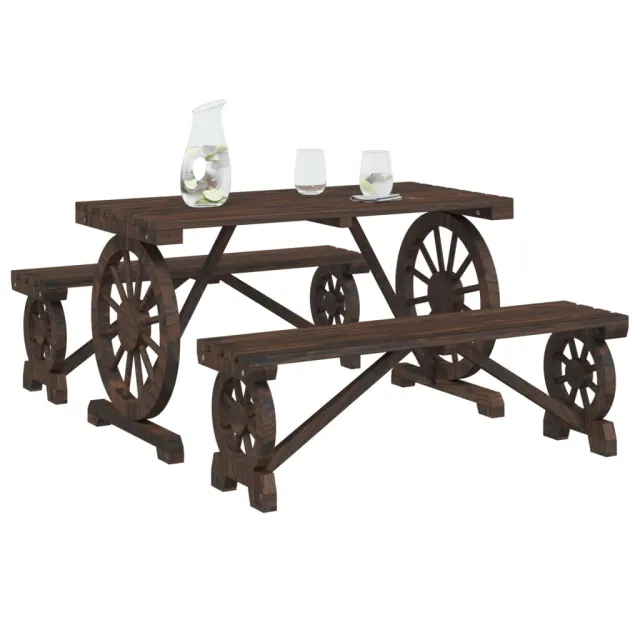 Ensemble à manger de jardin 3 pcs bois de sapin massif