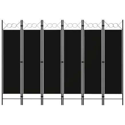 Cloison de séparation 6 panneaux Noir 240x180 cm