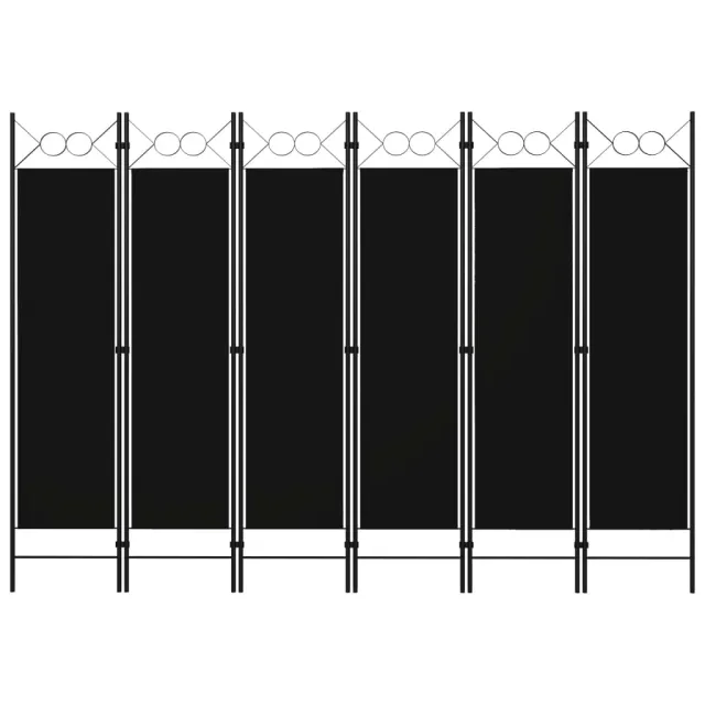 Cloison de séparation 6 panneaux Noir 240x180 cm