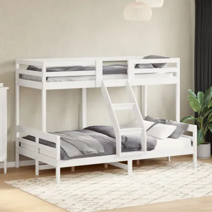 Lit superposé sans matelas 80x200/120x200 cm blanc bois massif