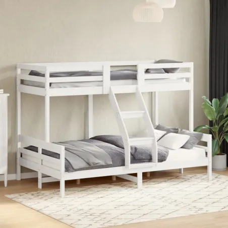 Lit superposé sans matelas 80x200/120x200 cm blanc bois massif