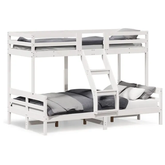 Lit superposé sans matelas 80x200/120x200 cm blanc bois massif