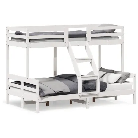 Lit superposé sans matelas 80x200/120x200 cm blanc bois massif