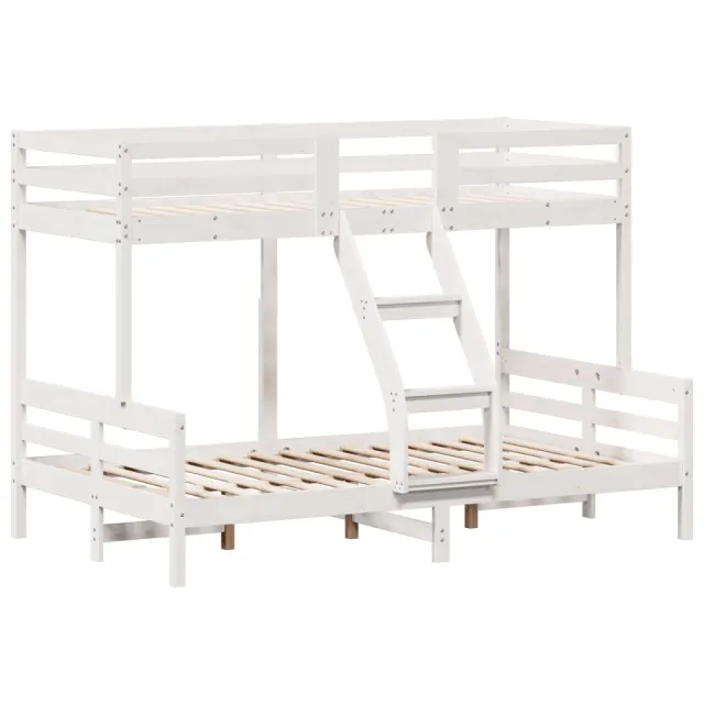 Lit superposé sans matelas 80x200/120x200 cm blanc bois massif