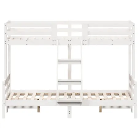 Lit superposé sans matelas 80x200/120x200 cm blanc bois massif