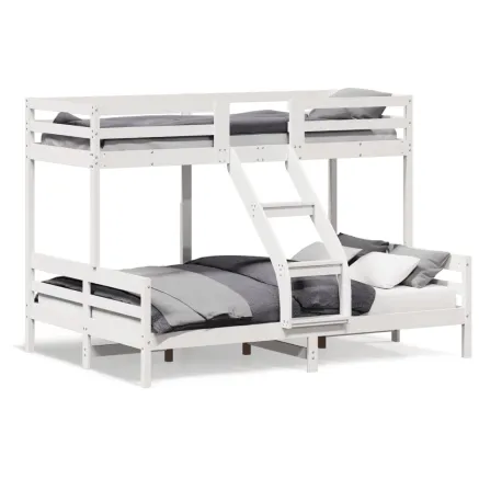 Lit superposé sans matelas 80x200/140x200 cm blanc bois massif 2