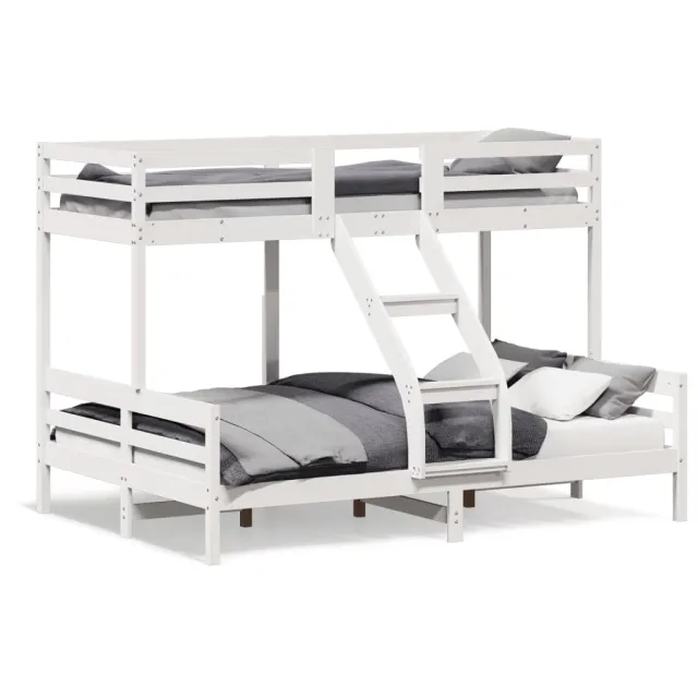 Lit superposé sans matelas 80x200/140x200 cm blanc bois massif