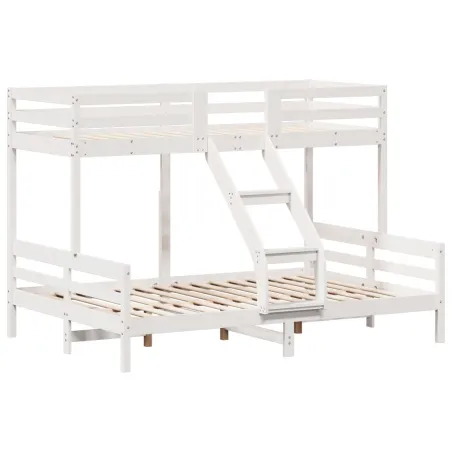 Lit superposé sans matelas 80x200/140x200 cm blanc bois massif