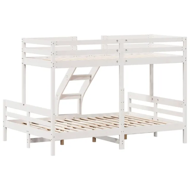 Lit superposé sans matelas 80x200/140x200 cm blanc bois massif