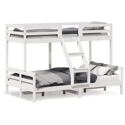 Lit superposé sans matelas 90x200/120x200 cm blanc bois massif 2