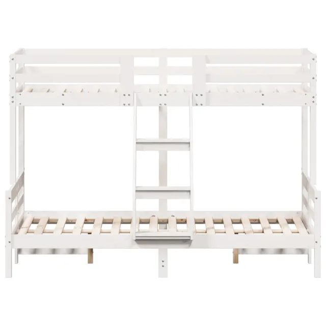 Lit superposé sans matelas 90x200/120x200 cm blanc bois massif