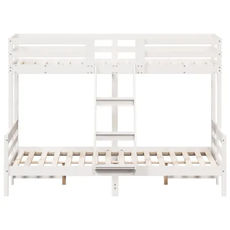 Lit superposé sans matelas 90x200/140x200 cm blanc bois massif