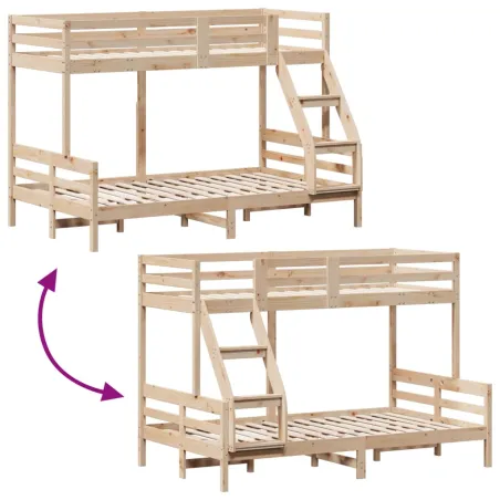 Lit superposé sans matelas 80x200/120x200 cm bois massif