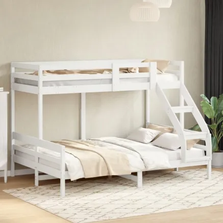 Lit superposé sans matelas 80x200/140x200 cm blanc bois massif