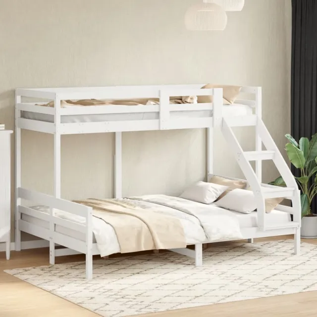 Lit superposé sans matelas 80x200/140x200 cm blanc bois massif
