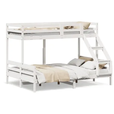 Lit superposé sans matelas 80x200/140x200 cm blanc bois massif 2