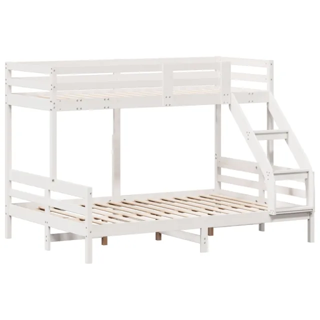 Lit superposé sans matelas 80x200/140x200 cm blanc bois massif