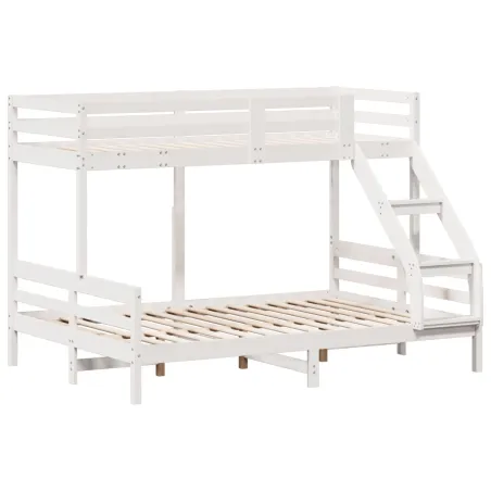 Lit superposé sans matelas 80x200/140x200 cm blanc bois massif