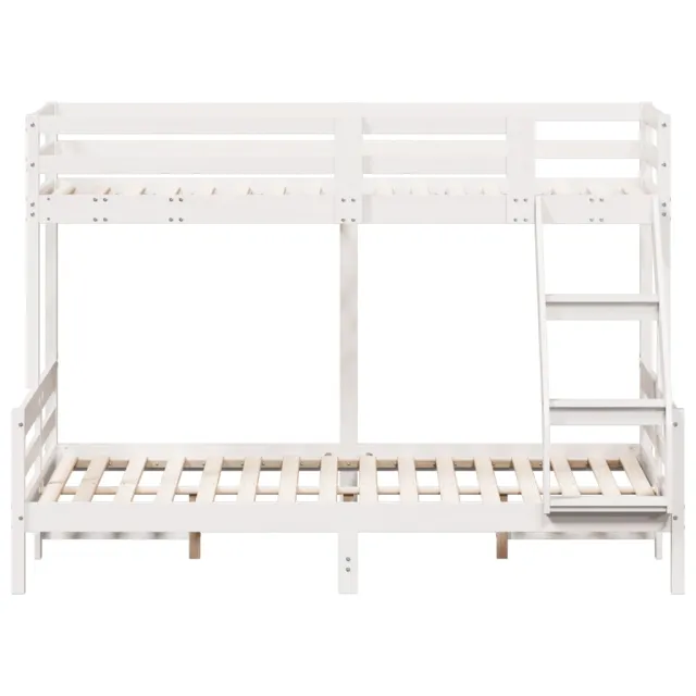 Lit superposé sans matelas 80x200/140x200 cm blanc bois massif