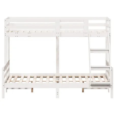 Lit superposé sans matelas 80x200/140x200 cm blanc bois massif