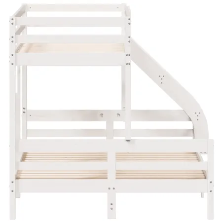 Lit superposé sans matelas 80x200/140x200 cm blanc bois massif