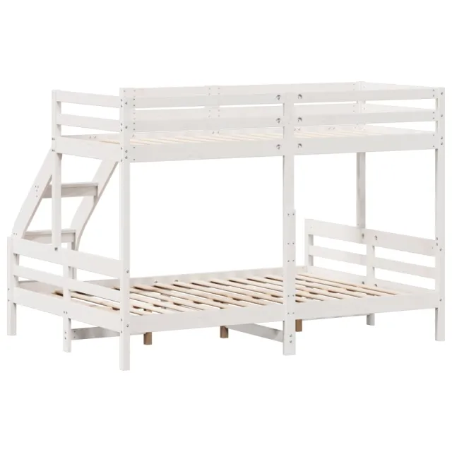 Lit superposé sans matelas 80x200/140x200 cm blanc bois massif