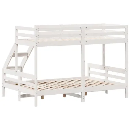 Lit superposé sans matelas 80x200/140x200 cm blanc bois massif