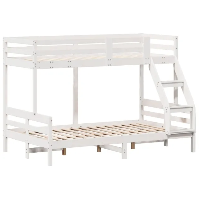 Lit superposé sans matelas 90x200/120x200 cm blanc bois massif