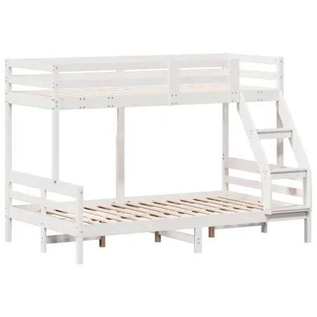 Lit superposé sans matelas 90x200/120x200 cm blanc bois massif