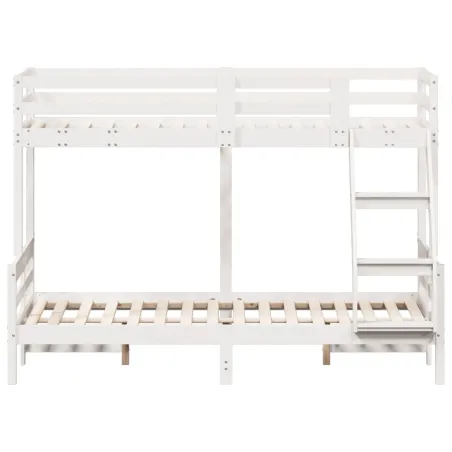 Lit superposé sans matelas 90x200/120x200 cm blanc bois massif